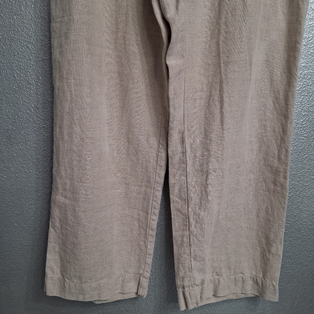 Tan 100% Linen Wide Leg Pants Size 12 - Picture 3 of 7